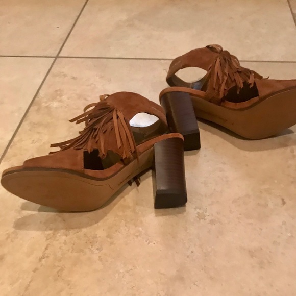 NWOB Sam Edelman Brown Fringe 3inch Heeled Shoes - Picture 5 of 6